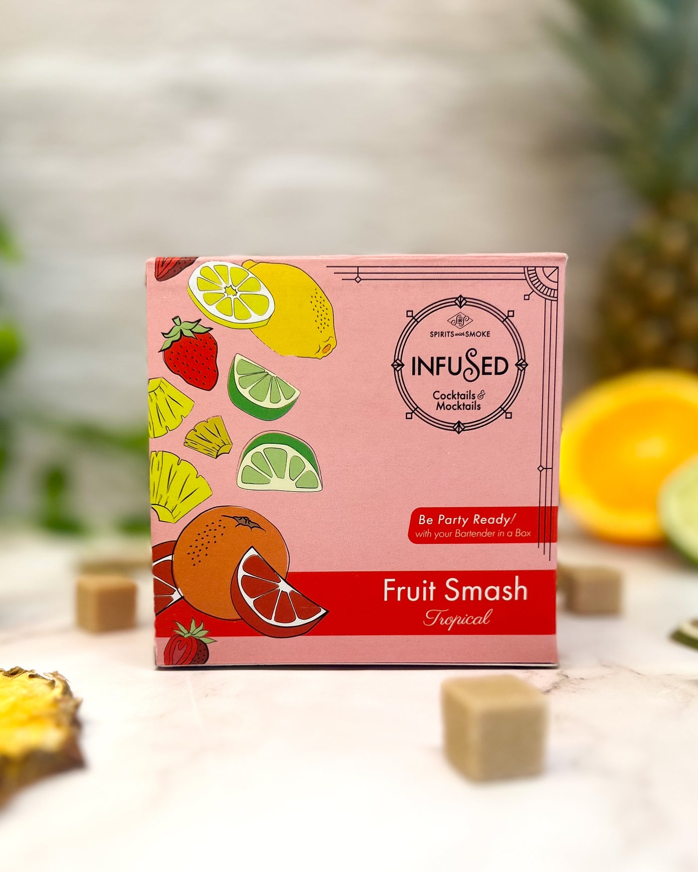 Tropical Fruit Smash Cocktail Infusion Kit. Can also be made into a Mocktail. Used with Vodka, Gin, Rum or Bourbon. 